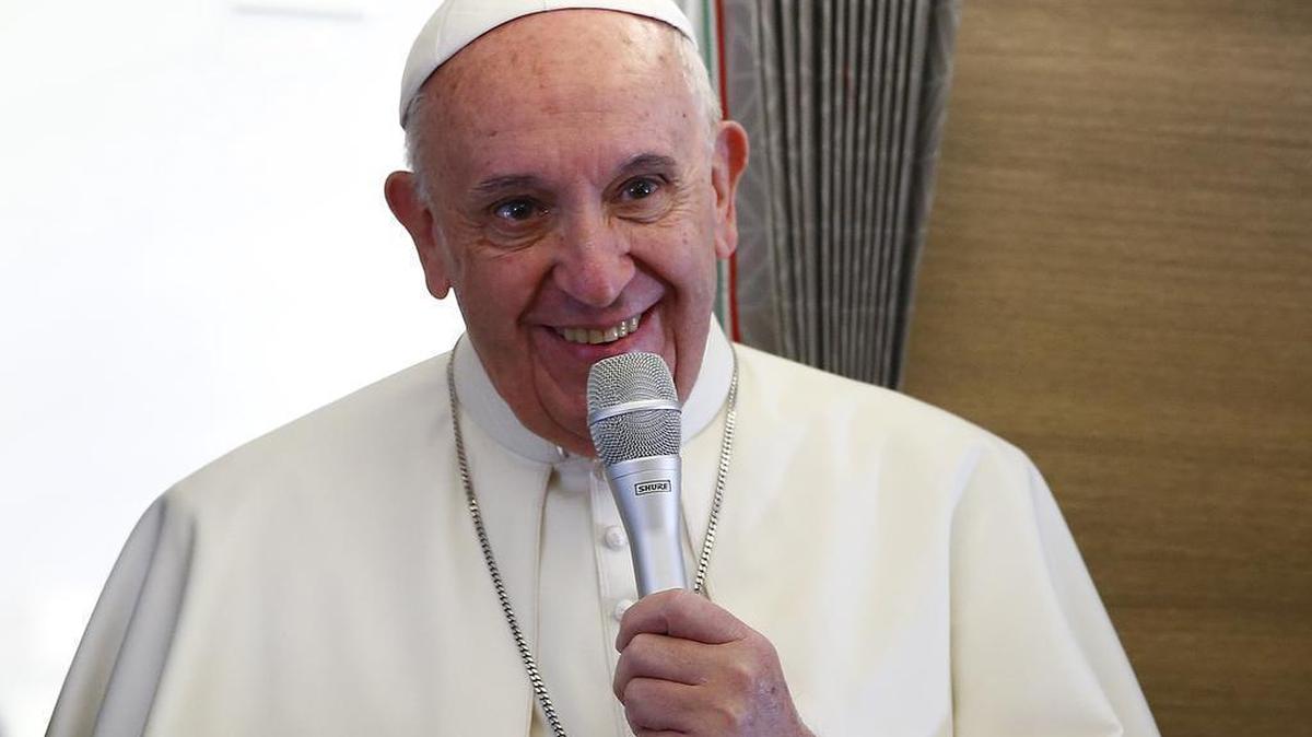 
Pope Francis speaks to journalists on his flight from Rome to Havana, Saturday.

