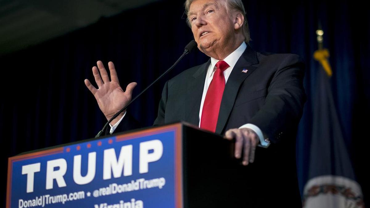 Donald Trump, president and chief executive of Trump Organization Inc. and 2016 Republican presidential candidate, speaks during a campaign event at the Prince William County fairgrounds in Manassas, Va., on Wednesday, Dec. 2, 2015.