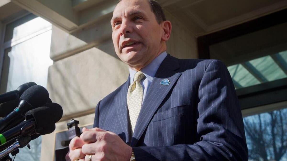 Veteran Affairs Secretary Robert McDonald outside VA headquarters in Washington.