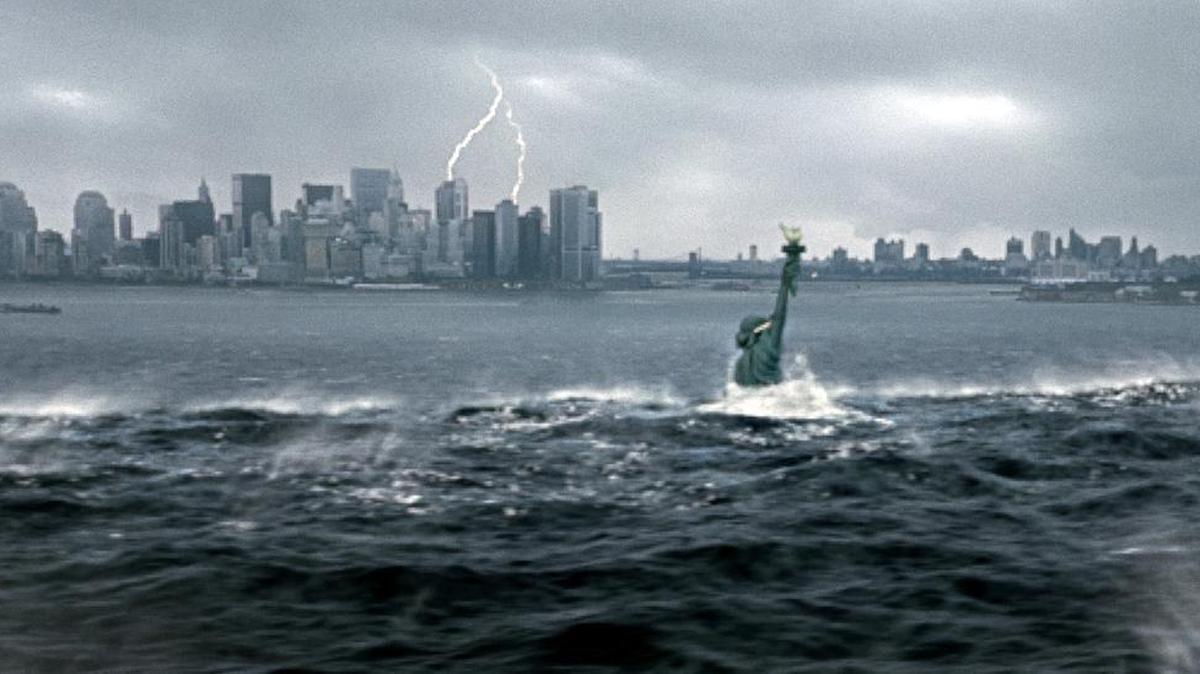 In the 2004 sci-fi movie “The Day After Tomorrow,” a tsunami floods New York City and the Statue of Liberty in the wake of a catastrophic climate shift. A report released Thursday warns that the statue is “at considerable risk” from the impact of climate change.