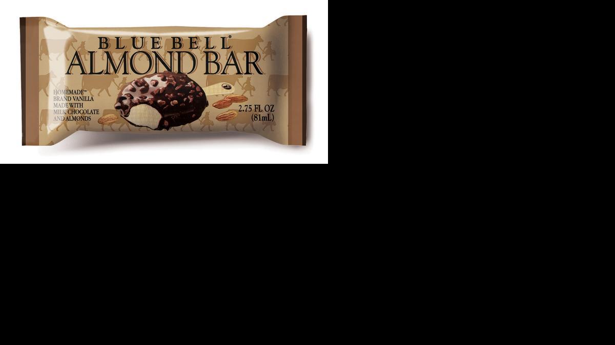 
This undated photo provided by Blue Bell shows Blue Bell Almond Bar. The deaths of three people who developed a foodborne illness linked to some Blue Bell ice cream products have prompted the Texas icon's first product recall in its 108-year history. Five people, in all, developed listeriosis in Kansas after eating products from one production line at the Blue Bell creamery in Brenham, Texas, according to a statement Friday from the U.S. Food and Drug Administration. The FDA says listeria bacteria were found in samples of Blue Bell Chocolate Chip Country Cookies, Great Divide Bars, Sour Pop Green Apple Bars, Cotton Candy Bars, Scoops, Vanilla Stick Slices, Almond Bars and No Sugar Added Moo Bars. 
