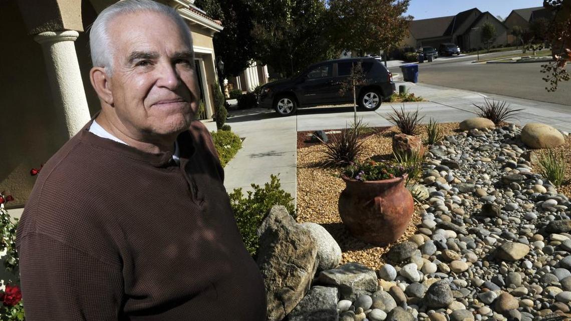 Jonathan Grace of Clovis tore out his front and back yards and replaced with xeriscape landscaping to deal with drought conditions.