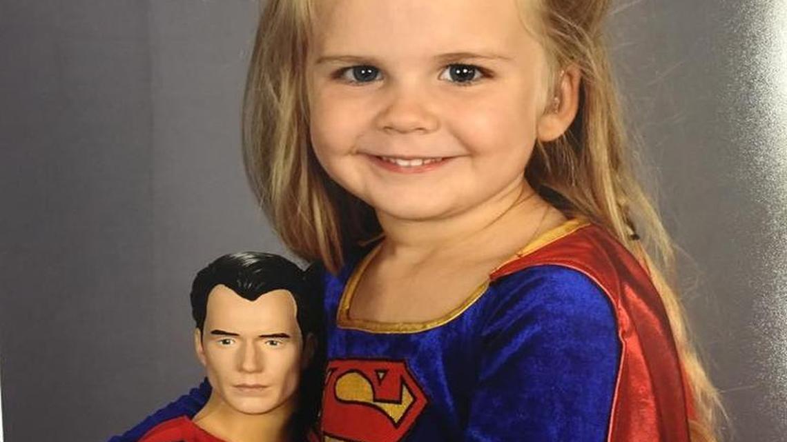 Kaylieann Steinbach, 3, became a viral star when she dressed like Supergirl on picture day at her California preschool.