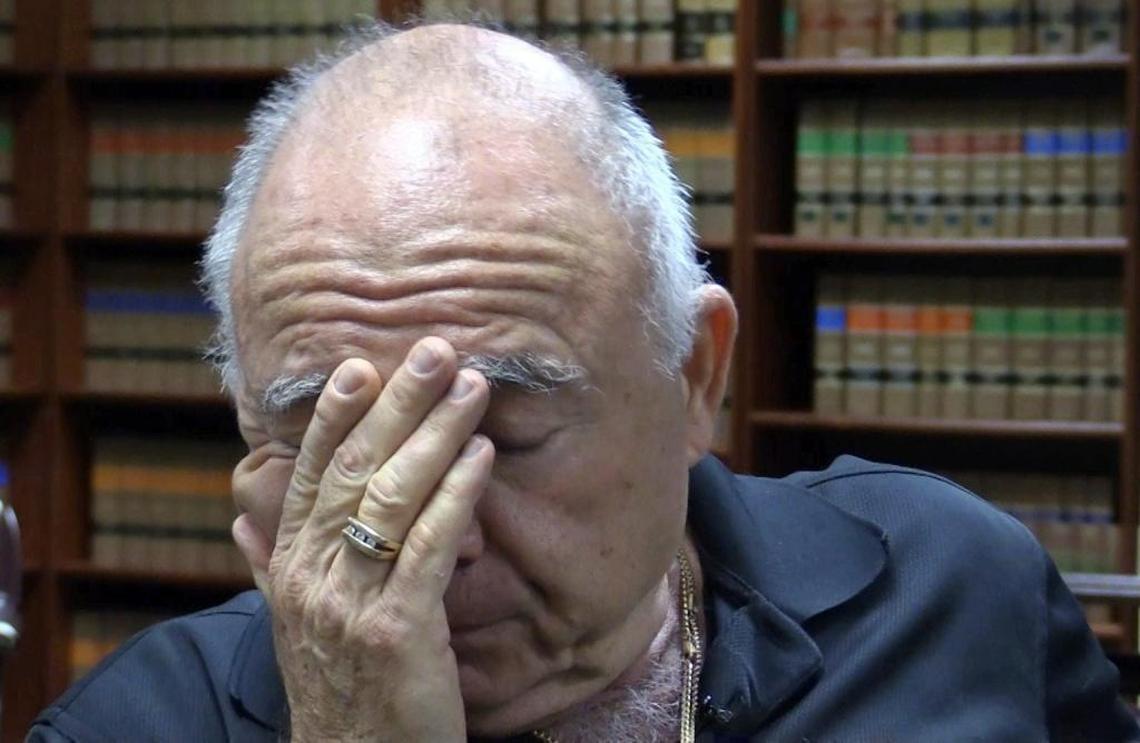 Uri Ostrovsky gets emotional as he watches surveillance footage of his 14-year-old son being beaten by a guard. ‘He needs to go to jail,’ Ostrovsky says of the guard, who resigned. The criminal case remains open.