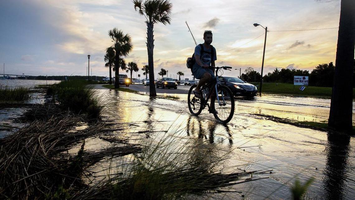 Coastal flooding during high tide in Charleston, S.C., June 4, 2016. In a paper published online Aug. 9, 2017, University of Florida researchers calculated that from 2011 to 2015, the sea level along the American coastline south of Cape Hatteras rose six times faster than the long-term rate of global increase. Scientists may have found the culprit of the flooding.