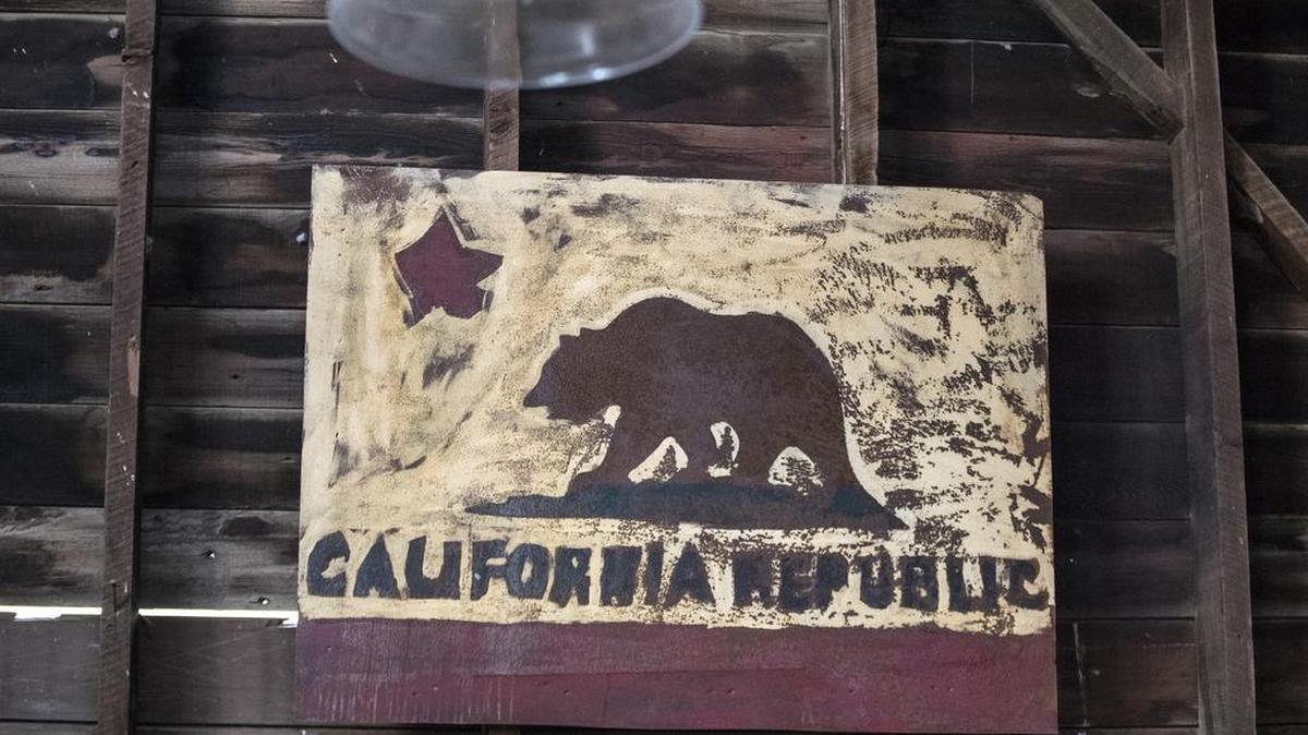 A California flag painting inside an old barn on California governor Jerry Brown's Northern California ranch in Williams, Calif. A new campaign, calling California “ungovernable,” seeks to split the state in two to form a “New California” of mostly rural counties.