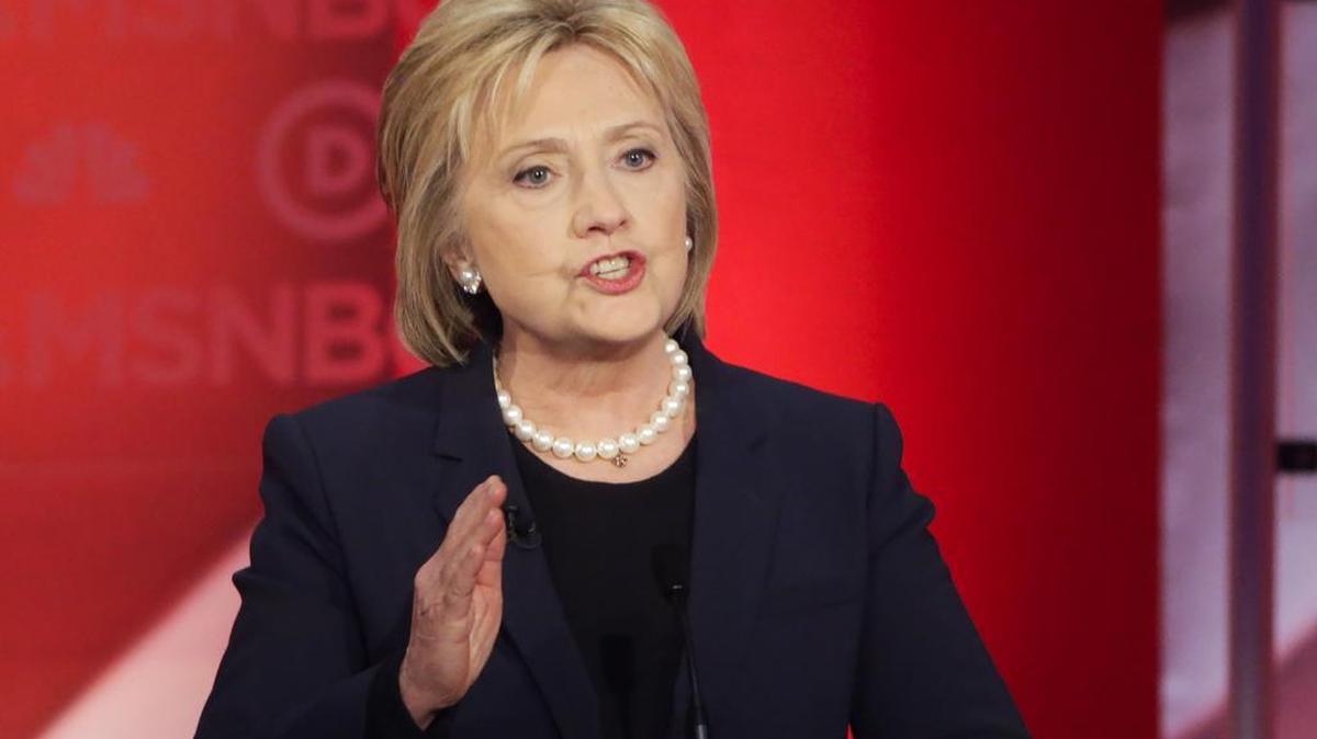 Hillary Clinton makes her opening statement during a Democratic presidential primary debate on Thursday, Feb. 4, 2016.