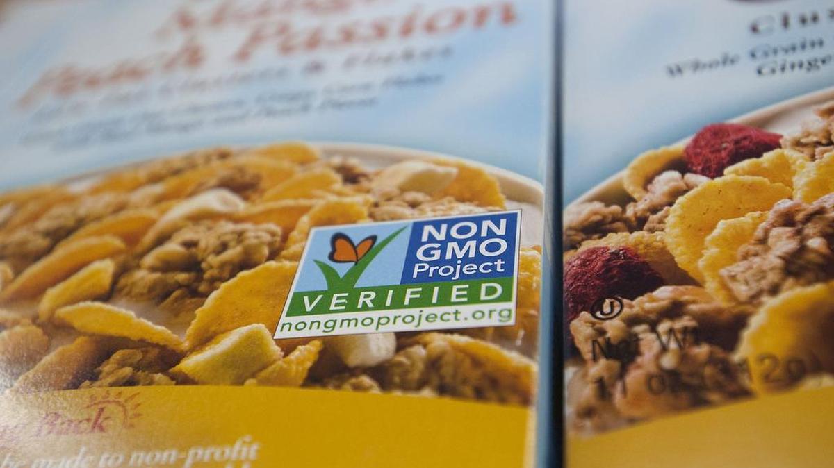 Some packaged foods are labeled as being free of GMO – genetically modified organisms – at the Sacramento Natural Foods Co-Op in Sacramento. The Food and Drug Administration now is struggling to decide what foods should be allowed to be labeled “natural.”
