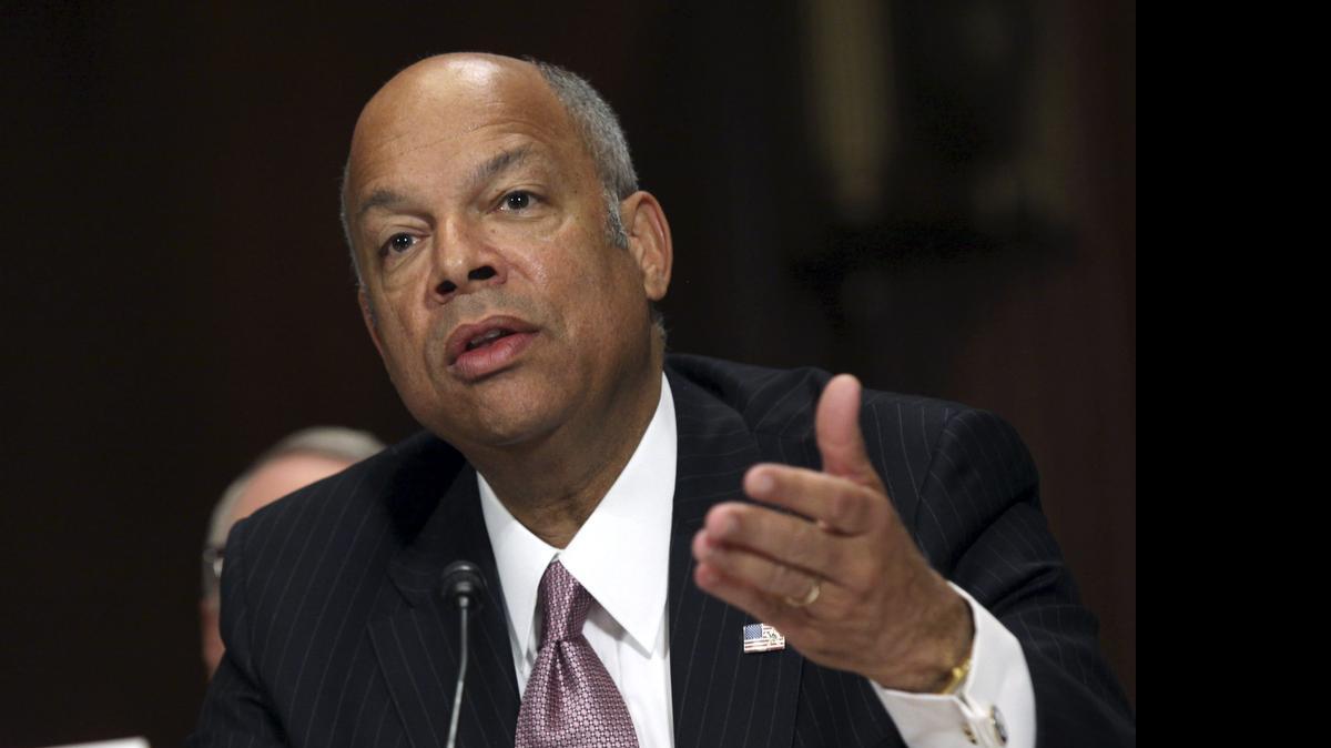 
Homeland Security Secretary Jeh Johnson testifies before the Senate Judiciary Committee on oversight of the department on April 28. Johnson on Monday directed the Transportation Security Administration to revise airport security procedures, retrain officers and retest screening equipment in airports across the country.

