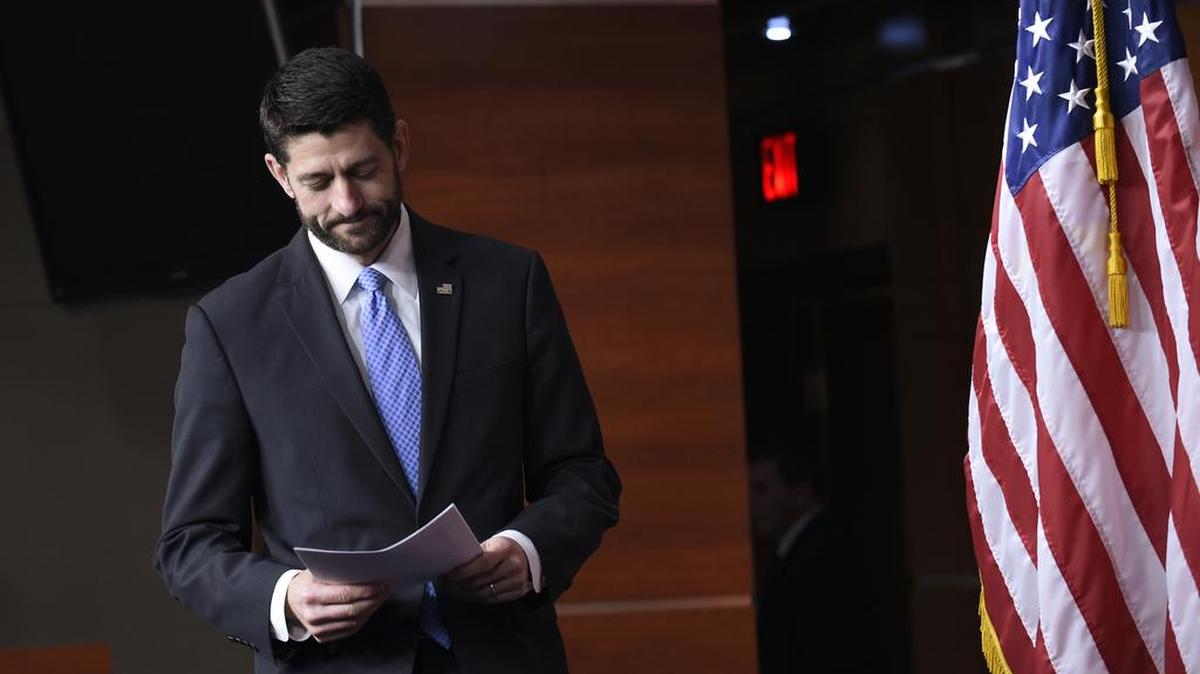 House Speaker Paul Ryan of Wis. arrives for an end-of-the-year news conference on Capitol Hill in Washington, Thursday, Dec. 17, 2015, as the Congress moves toward passage of a $1.1 trillion omnibus spending bill.