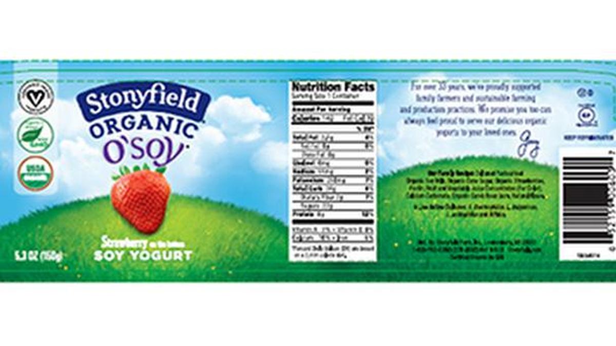 Stonyfield is recalling yogurt for an undeclared allergen.