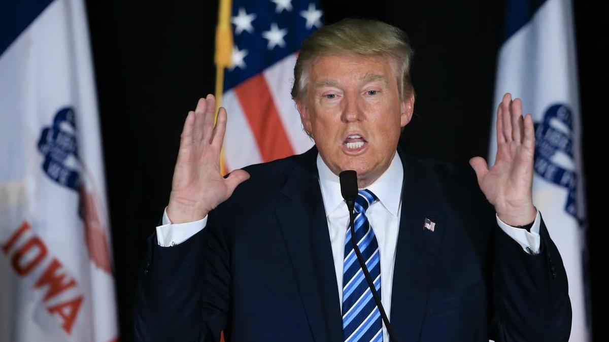 Republican presidential front-runner Donald Trump speaks in Council Bluffs, Iowa, on Dec. 29, 2015. Despite a year of campaigning, 10 televised debates and millions of dollars in advertising, most people in even the earliest voting presidential voting states are just now beginning to focus on their choices in the 2016 campaign.