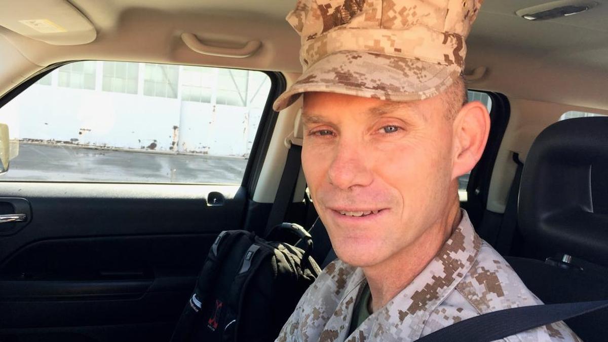 MIAMI HERALD/McCLATCHY EXCLUSIVE Marine Brig. Gen. John Baker, moments after leaving his trailer, where he was confined for contempt of court, on his way back to work on Nov. 3, 2017.
