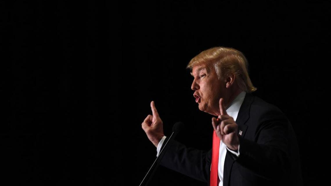 Republican presidential candidate Donald Trump speaks at a campaign rally Monday, Feb. 1, 2016, in Cedar Rapids, Iowa