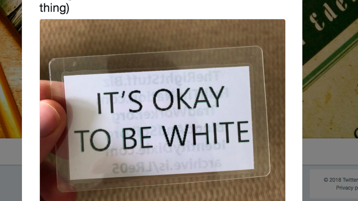 One of several laminated white cards found placed in boxes of diapers sold at Target.
