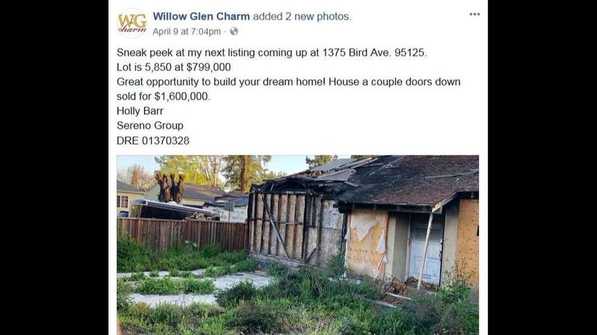 A Silicon Valley home gutted by fire has gone on the market with an asking price of $800,000, though real estate agents are promoting the value and prime location of the property more than the burned-out house currently on it.