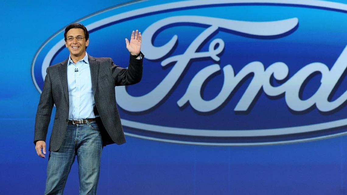 Ford Motor Co. President and CEO Mark Fields delivers the opening keynote address at the International CES in Las Vegas on Tuesday, Jan. 6, 2015.