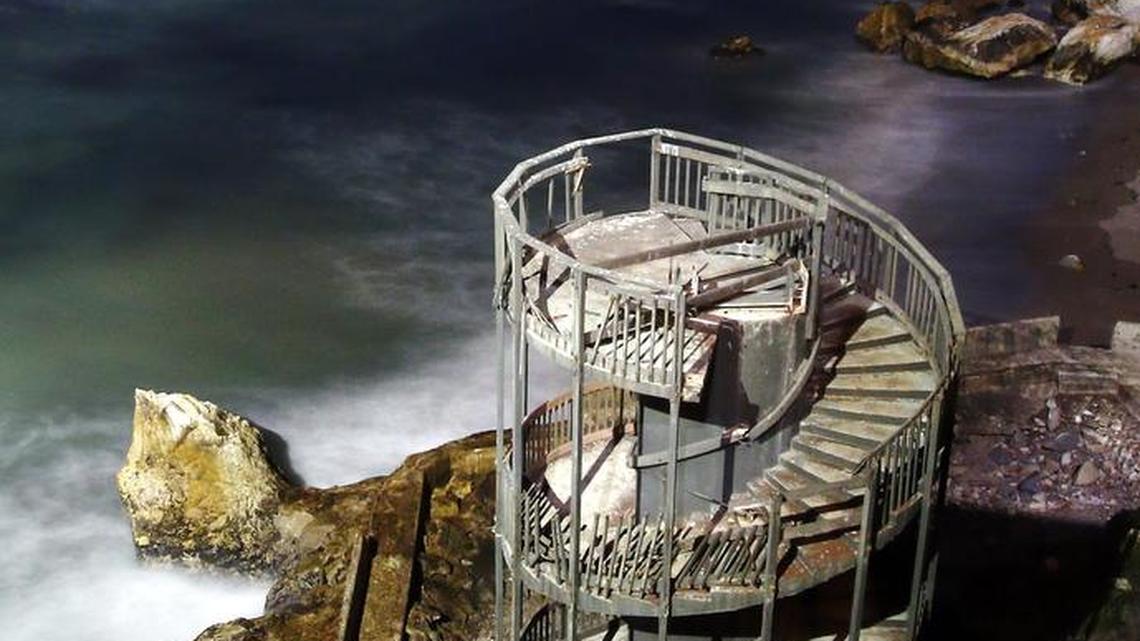 The stairway at Ventana Grill in Pismo Beach in March 2015 before demolition.