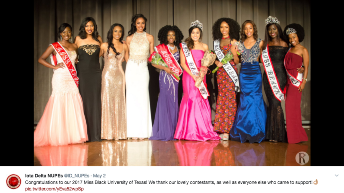 Rachael Malonson, in the pink dress, won the Miss Black University of Texas pageant, but was criticized for it online because she didn’t look “black enough.”
