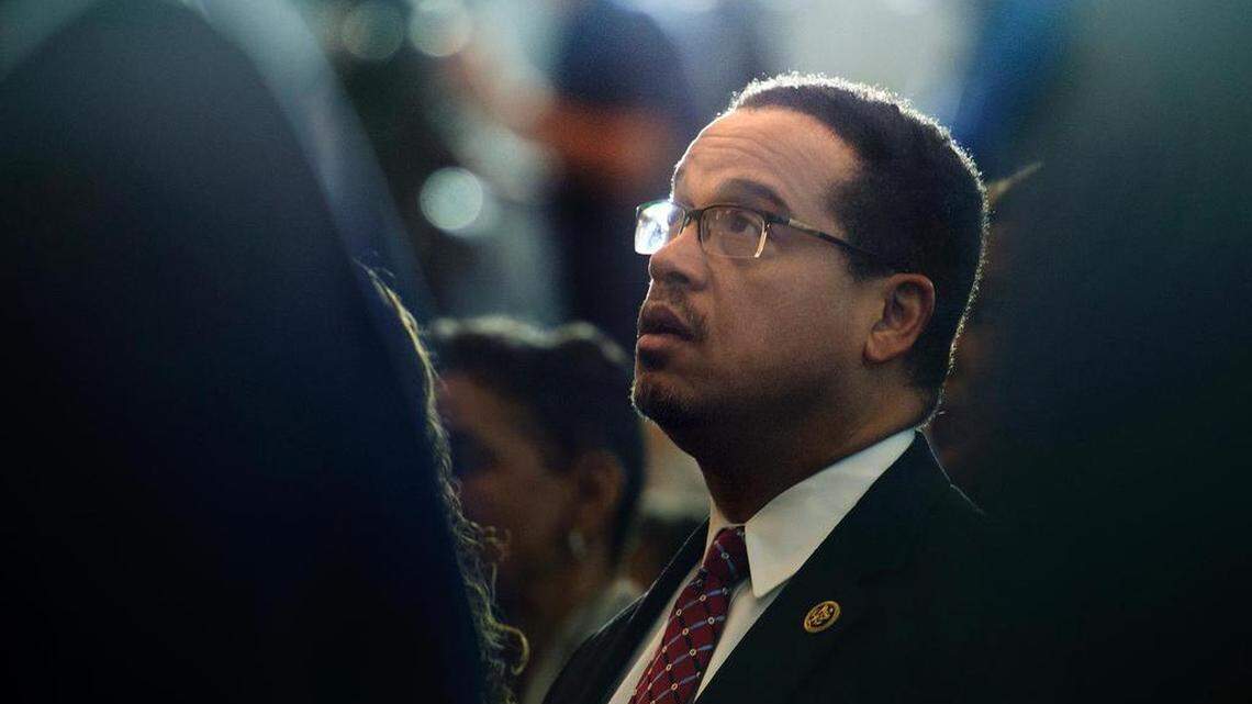 Rep. Keith Ellison, D-Minn., one of Congress’s two Muslim lawmakers, says it’s business as usual despite Donald Trump’s proposal to temporarily ban Muslims from the country. Here, he is with colleagues at a ceremony marking the 150th anniversary of the passage of the 13th Amendment on December 9, 2015.