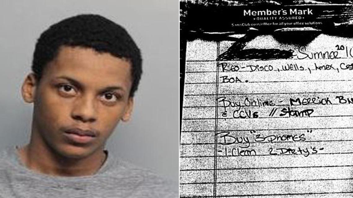At left, Phyllistone Termine’s mugshot from a concealed weapons arrest in February. At right, Termine’s to-do list he was writing when cops showed up at his home with a search warrant.