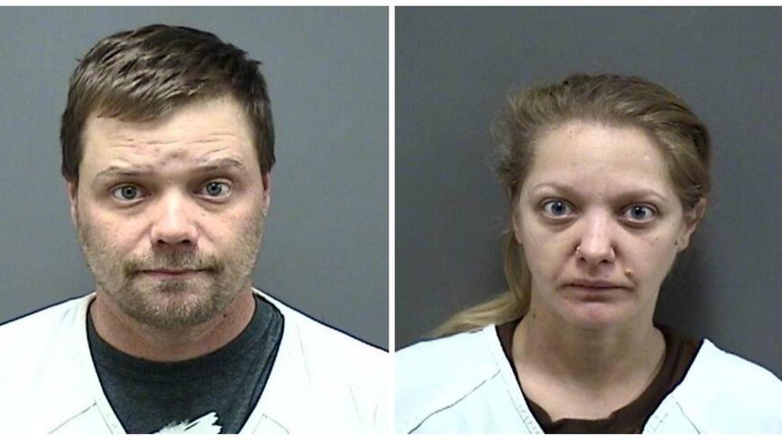 Justin and Crystal Robinson, pictured here, have been arrested and charged in Racine County, Wisc., for allegedly coming home drunk and high, then stripping and trying to seduce their juvenile babysitter.