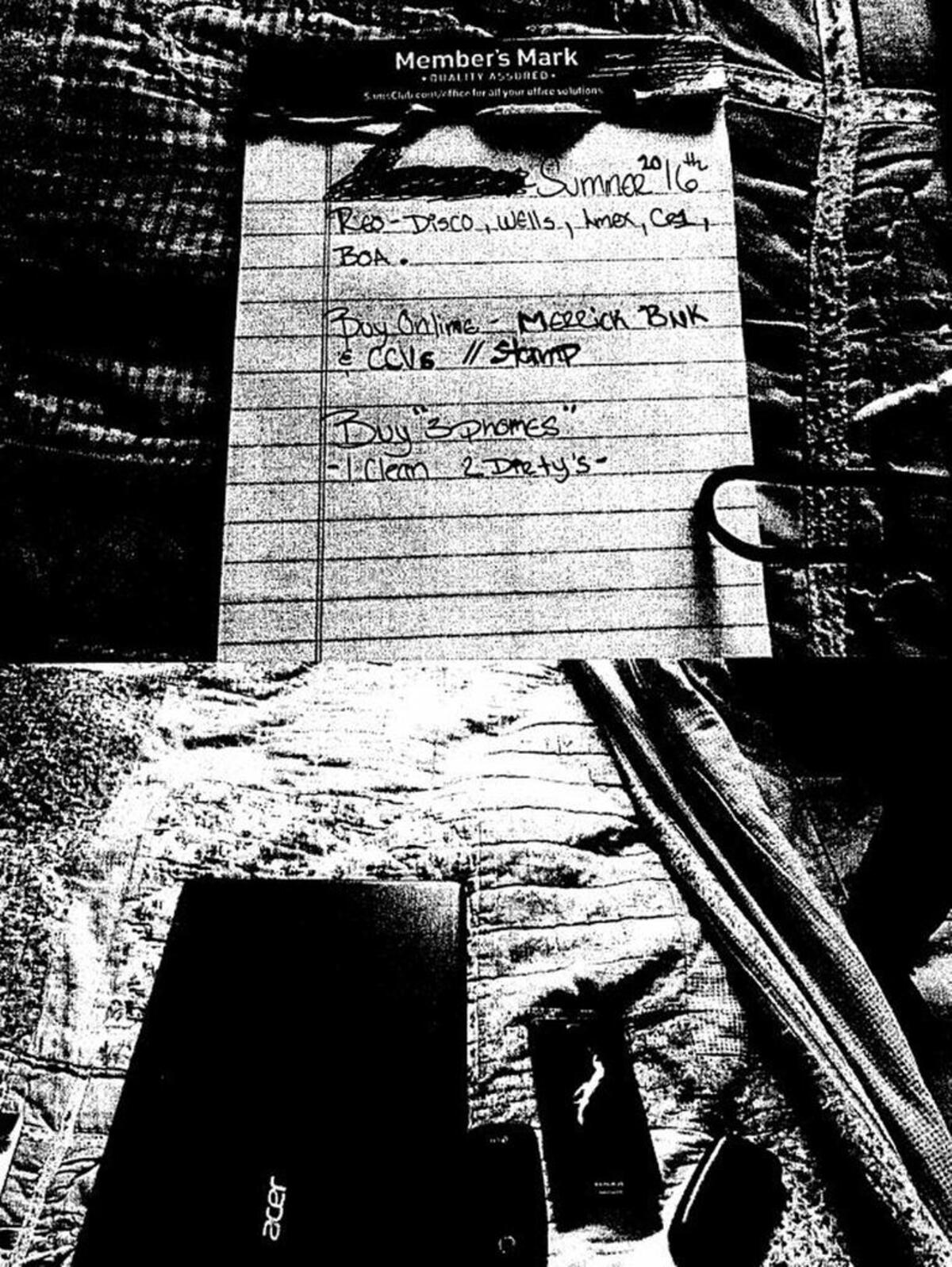 Phyllistone Termine’s To Do list he was writing when cops showed up at his home with a search warrant.