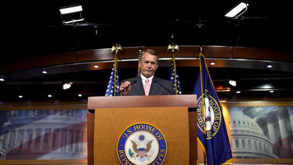 
House Speaker John Boehner of Ohio pauses during a news conference on Capitol Hill in Washington, Friday, Sept. 25, 2015. In a stunning move, Boehner informed fellow Republicans on Friday that he would resign from Congress at the end of October, stepping aside in the face of hardline conservative opposition that threatened an institutional crisis. 
