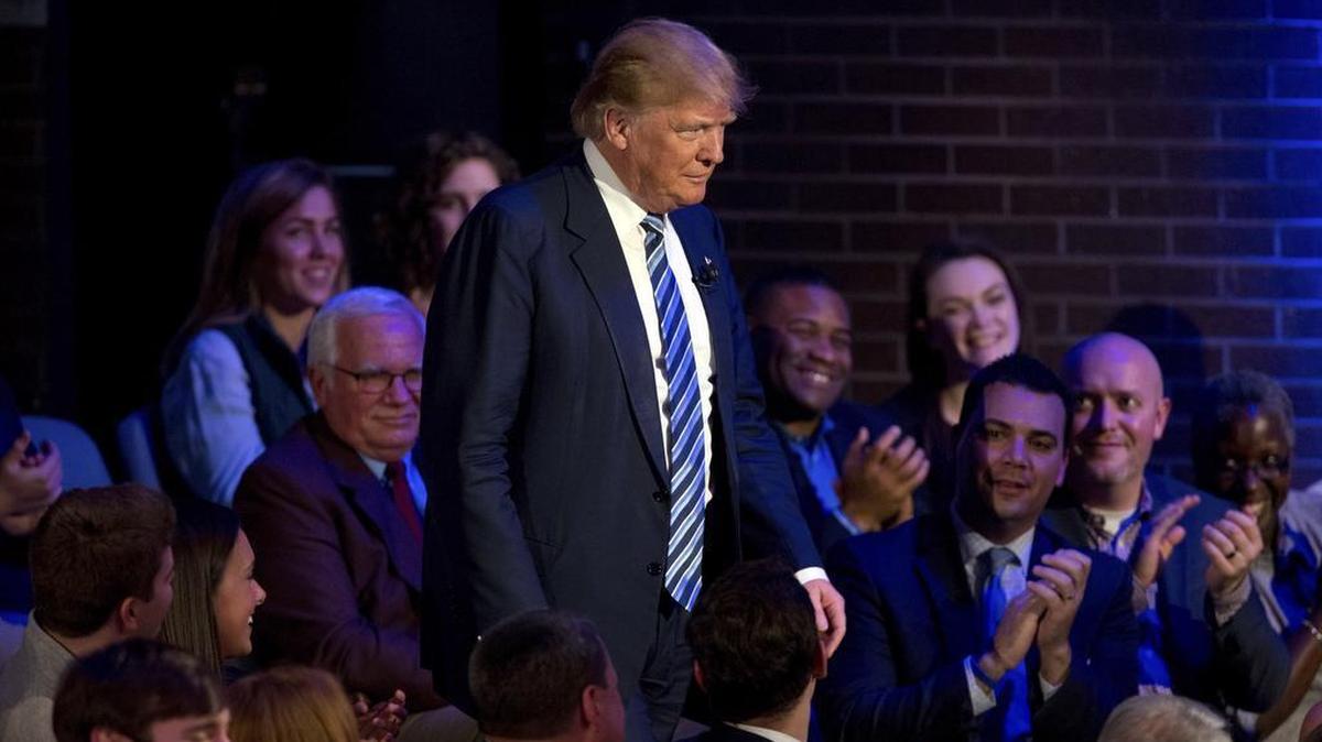 Republican presidential candidate Donald Trump arrives Thursday for a CNN town hall at the University of South Carolina in Columbia, S.C.