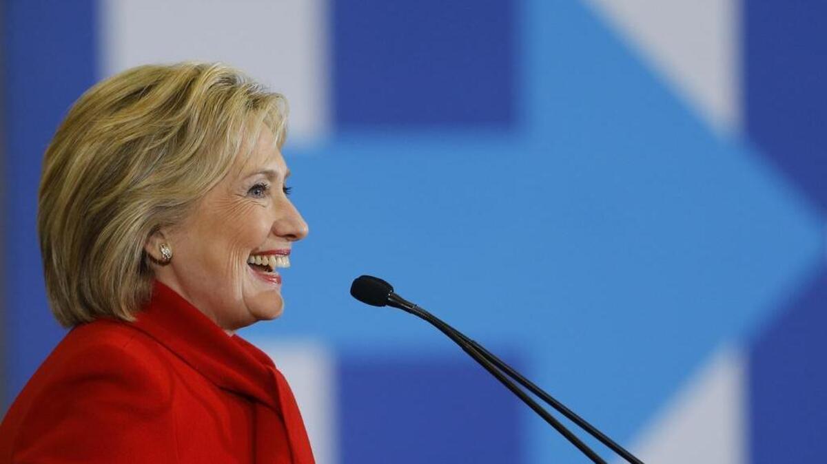 Democratic presidential candidate Hillary Clinton speaks at Valley Southwoods Freshman High School in West Des Moines, Iowa, on Sunday, Jan. 24, 2016.