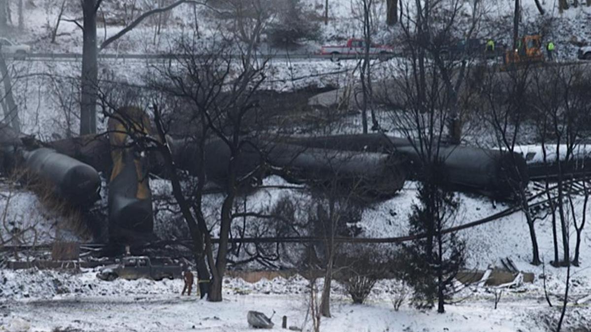 
The wreckage of an oil train derailment in Mount Carbon, W.Va., still smolders 48 hours later. The derailment last February resulted from a broken rail that started with a crack that should have been detected, federal investigators said. 
