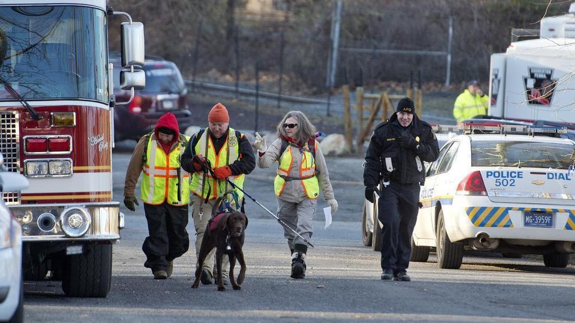 A search crew heads out from the command center on Saturday, Jan. 2, 2016, in Allentown, Pa., as the search continues for Jayliel Vega Batista, a missing 5-year-old autistic boy who wandered off from a New Year's Eve party on Thursday night.