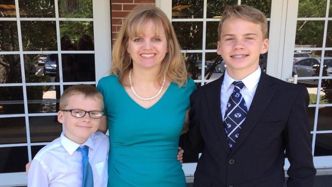 Annika Dean, a Broward teacher who survived the Fort Lauderdale airport shooting, with her two sons.