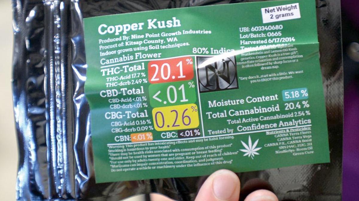 A package containing legal marijuana at Top Shelf Cannabis in Bellingham, Wash., in July 2014. By state law, you can’t legally transport pot or pot-infused products that have been opened in your vehicle, except in a place that’s not accessible to the driver or passengers.