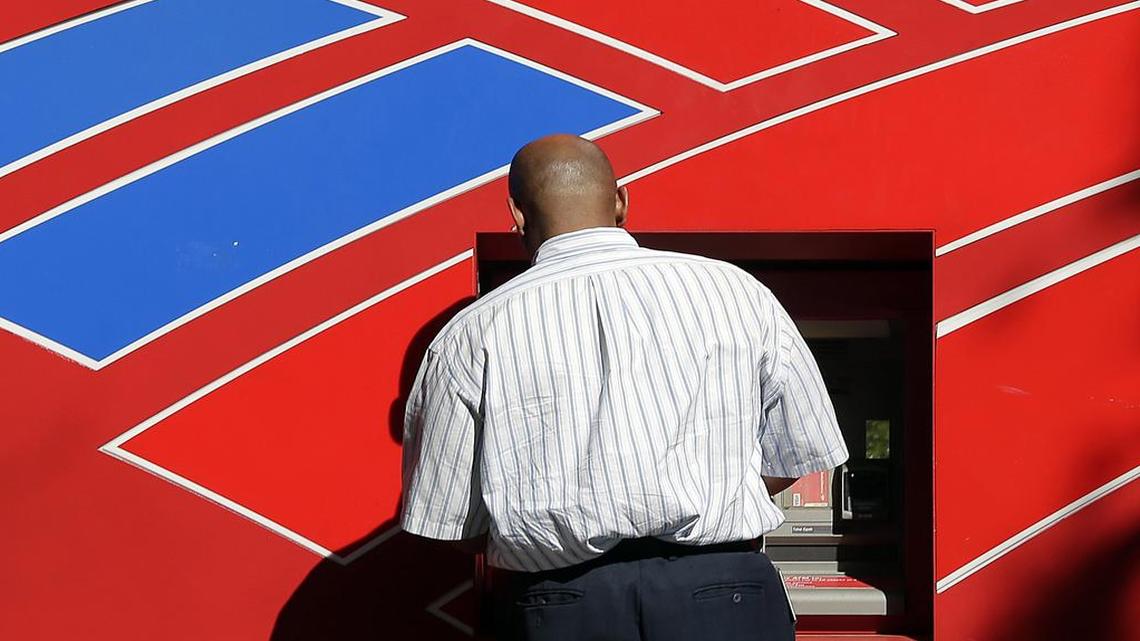 A contractor got stuck Wednesday and used a Bank of America ATM in Corpus Christi to get help.
