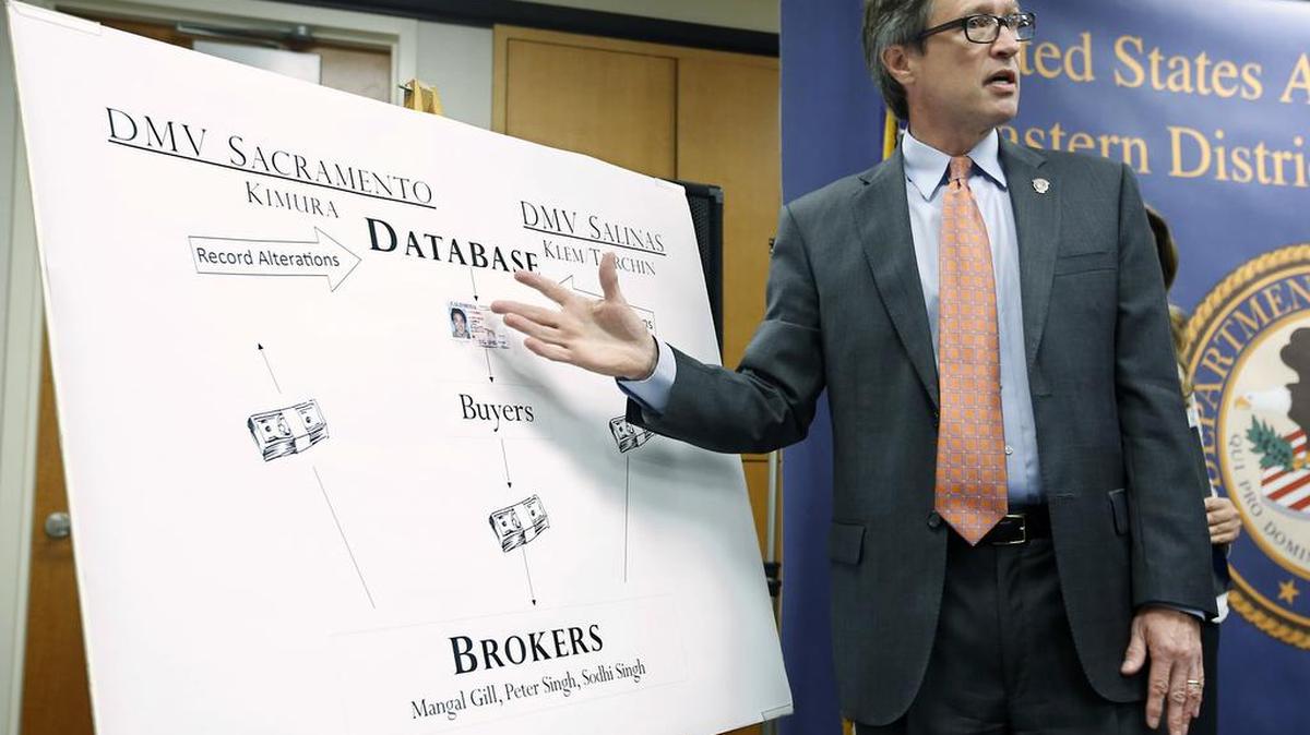 
Benjamin B. Wagner, the U.S. attorney for the Eastern District of California, said operators of truck-driving schools paid bribes of $5,000 or more to DMV employees to secure unearned driver’s licenses. 
