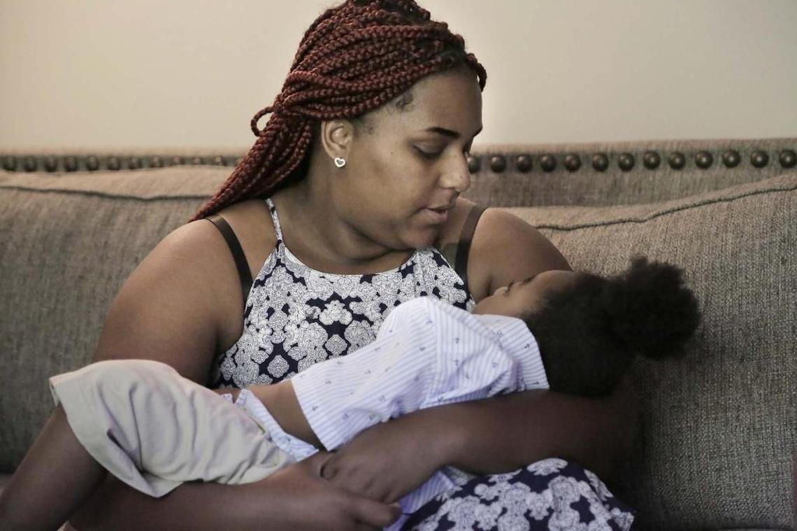 Miami, Florida, April 26, 2017- Marla Dixon with her 3 yr-old son EJ at their home in Miami Gardens. Like most moms, Marla Dixon wanted to deliver the perfect baby. Instead, after a difficult delivery at North Shore Medical Center in Miami, the obstetrician presented her with a baby that was blue and not crying. Dixon said the doctor blamed her for not pushing hard enough, and that he never offered to perform a Cesarean section, which could have saved the baby’s brain from being starved of oxygen. Dixon said doctors told her that EJ would live maybe one year. He turned three in December. And four months later, a federal judge awarded Dixon a $33 million judgment to provide a lifetime of care for the boy.