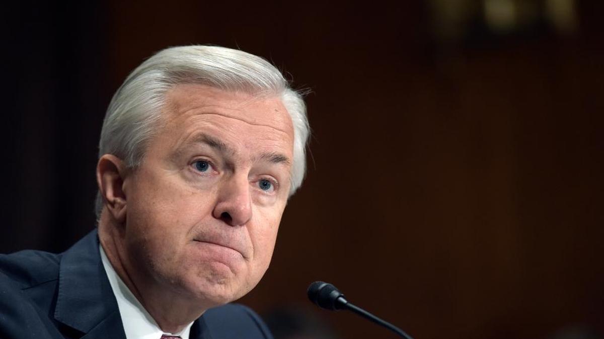 In this Tuesday, Sept. 20, 2016, file photo, Wells Fargo CEO John Stumpf testifies on Capitol Hill in Washington, before the Senate Banking Committee. Stumpf was called before the committee for betraying customers' trust in a scandal over allegations that employees opened millions of unauthorized accounts to meet aggressive sales targets.