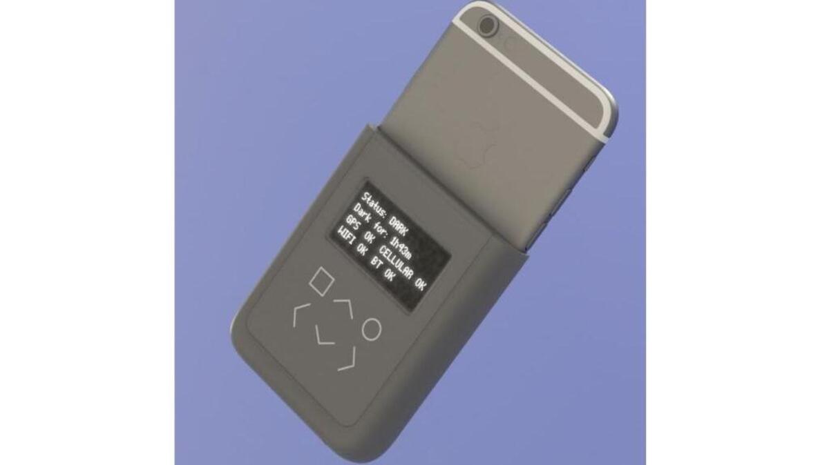 Conceptual rendering of a “battery case” style introspection engine, piggybacked on an iPhone6.