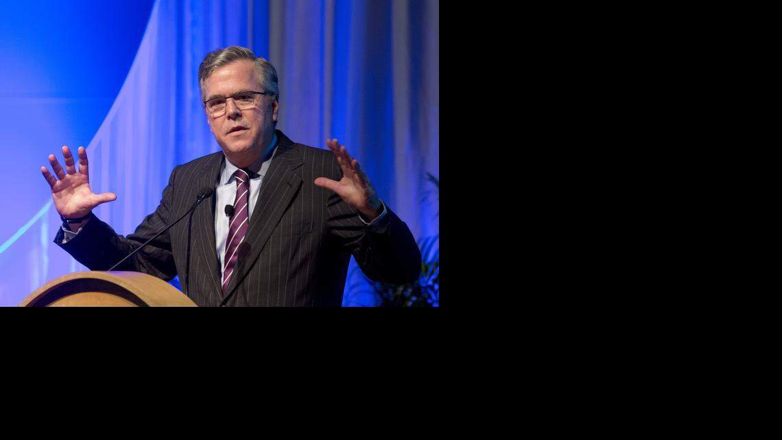 
Former Florida Gov. Jeb Bush gestures as he speaks at the Inside ITFs Conference at the Westin Diplomat Resort & Spa in Hollywood, Fla., on Jan. 29, 2014.
