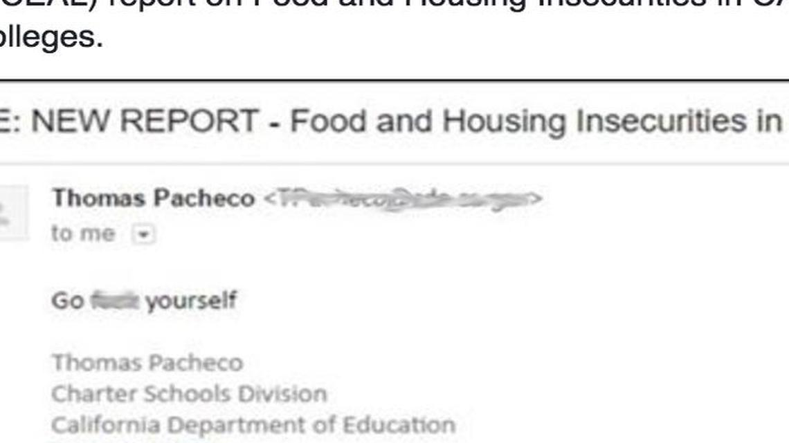 Soua Xiong, a research associate with Community College Equity Assessment Lab, posted an image of the email from the state Department of Education on his Facebook page.