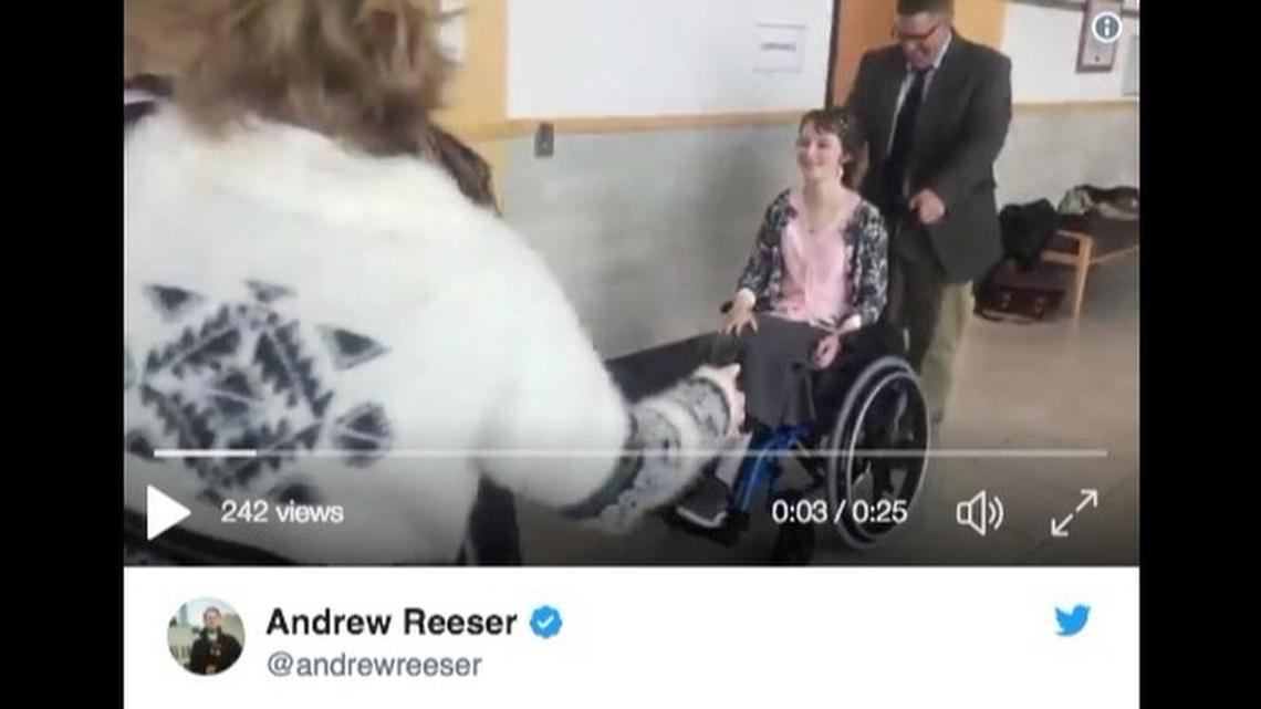 Deserae Turner, 15, leaves court after testifying Thursday at the sentencing of one of two teen boys who shot her in the head and left her for dead in a Utah canal.