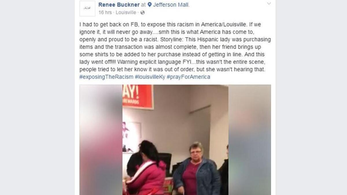 A screen grab from Renee Buckner’s post on Facebook. The post has since been taken down.