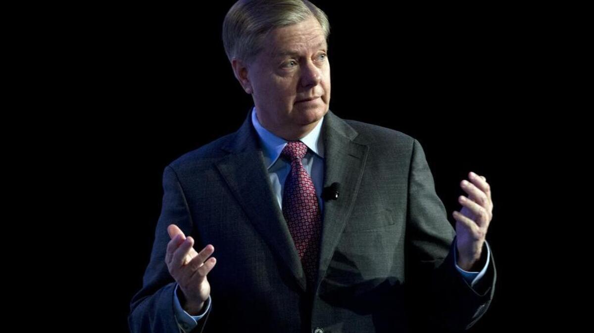 
Sen. Lindsey Graham, R-S.C., speaks during the Values Voter Summit, held by the Family Research Council Action, on Saturday, Sept. 26, 2015, in Washington. Graham, a hawk on many national security matters, said he believed vetting systems were crucial but rarely perfect. “The risk of doing nothing is greater than taking vetted people,” he added, emphasizing the need to take pressure off Jordan, Lebanon and other neighbors of Syria – as well as European allies – by absorbing more of the displaced. 
