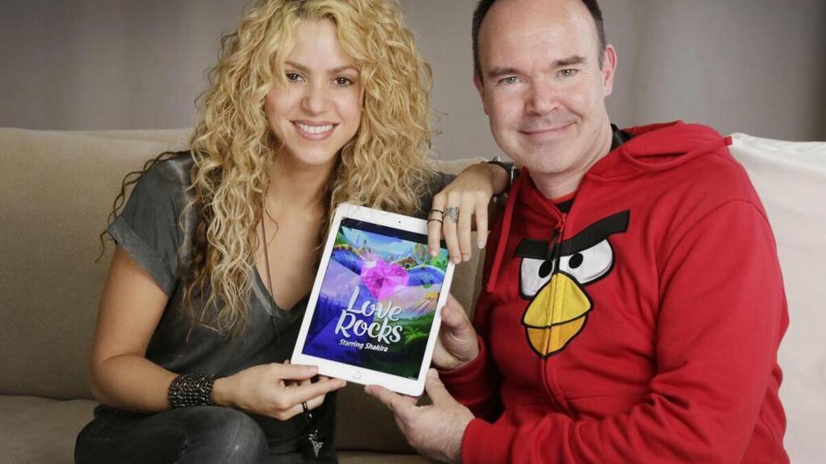 Shakira and Rovio co-founder Peter Vesterbacka. Rovio and Shakira collaborated on Love Rocks Starring Shakira, a new Rovio game.