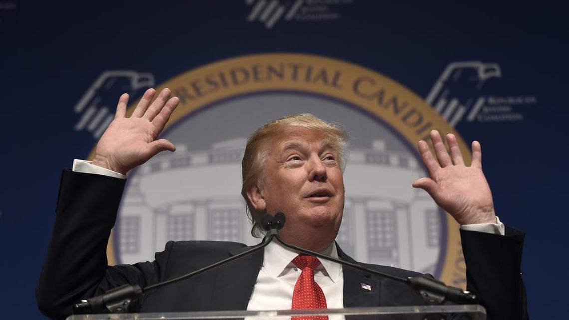 Republican presidential candidate Donald Trump speaks at the Republican Jewish Coalition Presidential Forum in Washington, Thursday, Dec. 3, 2015.
