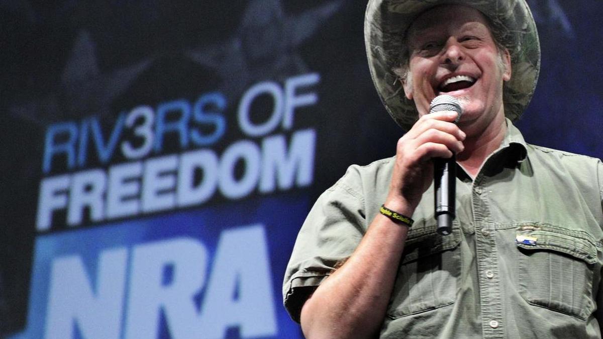 Musician and gun rights activist Ted Nugent addresses a seminar at the National Rifle Association's convention in Pittsburgh on May 1, 2011.