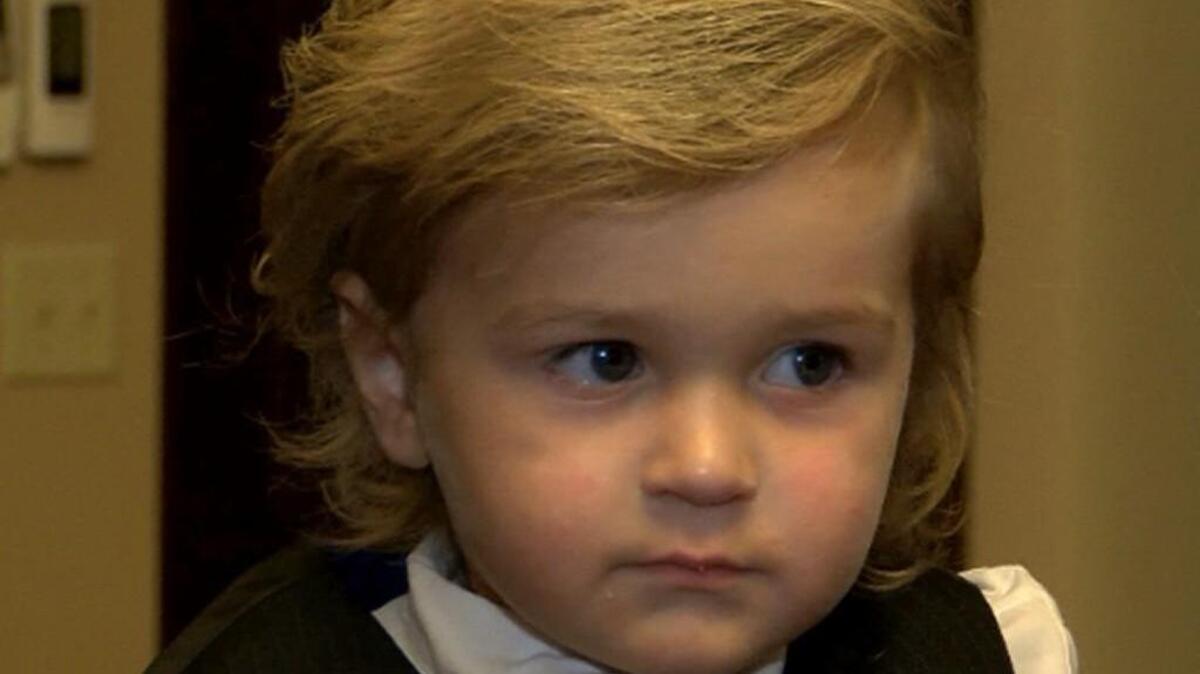 Two-year-old Hunter Tirpak of Pennsylvania looks a lot like someone running for president.