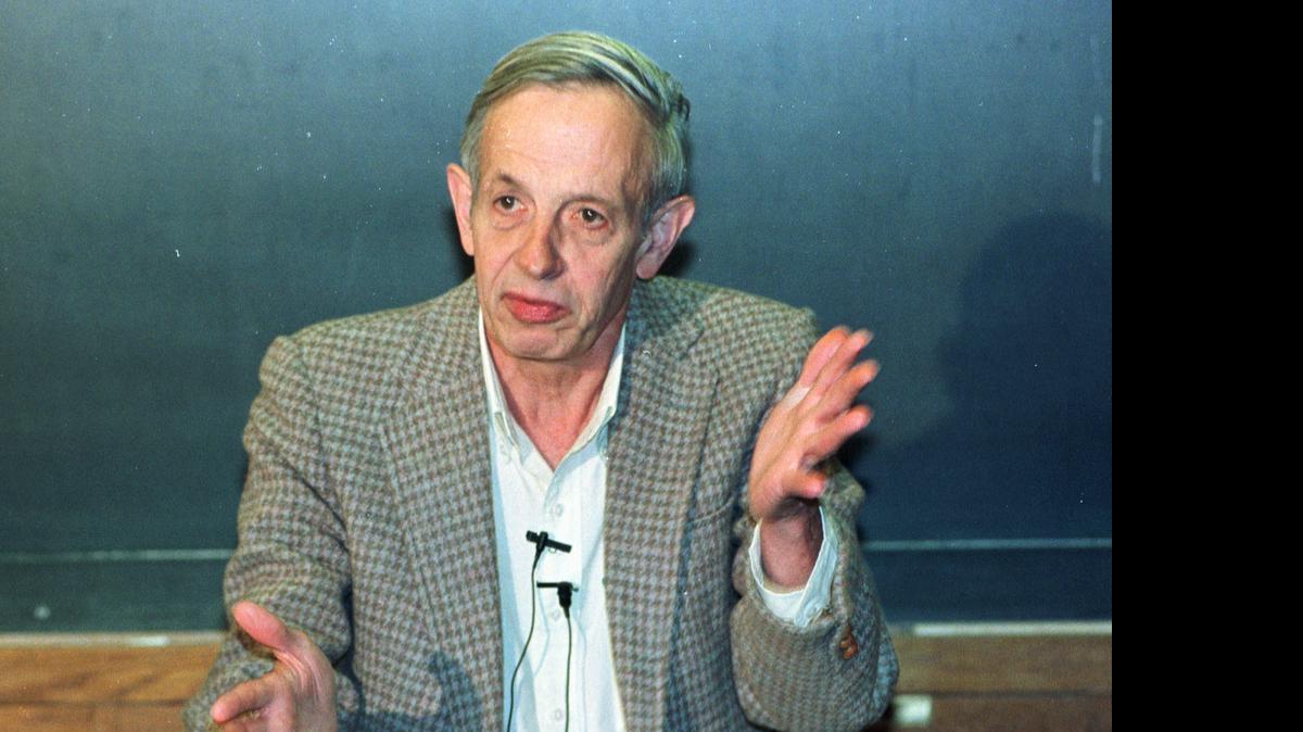 
 In this Oct. 11, 1994, photo, Princeton University professor John Nash speaks during a news conference at the school in Princeton, N.J., after being named the winner of the Nobel Peace Prize for economics. Nash, whose struggle with schizophrenia was chronicled in the 2001 movie "A Beautiful Mind,” died in a car crash along with his wife in New Jersey on Saturday, May 23, 2015, police said. 

