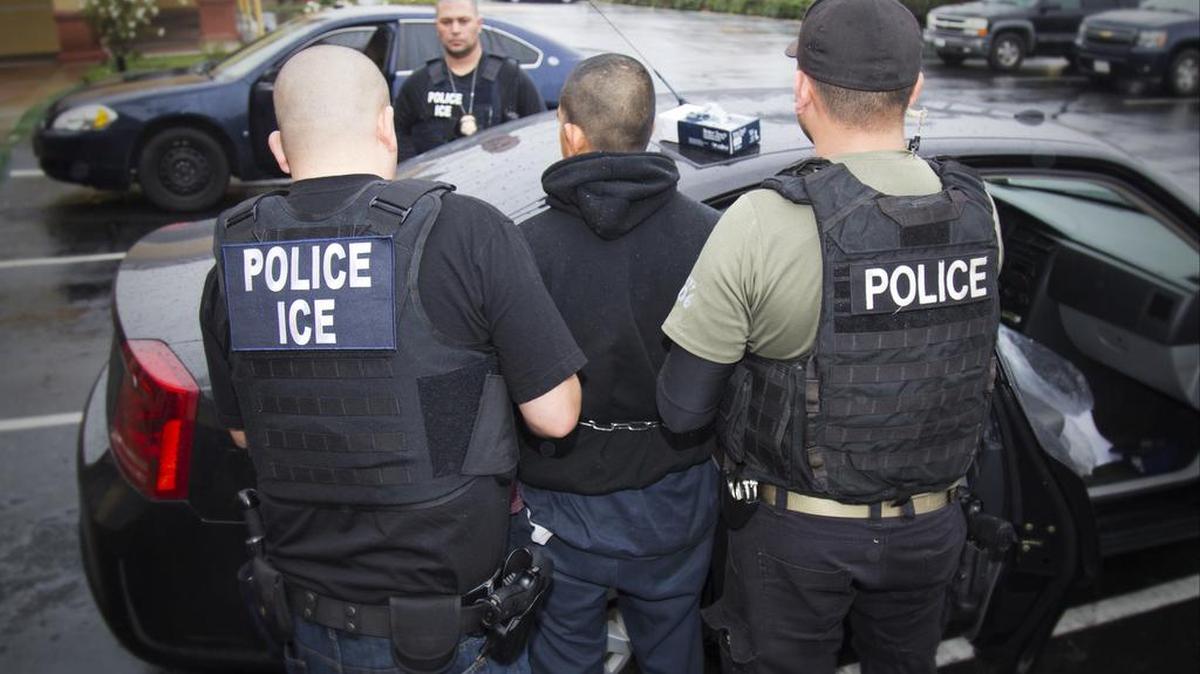 In this Tuesday, Feb. 7, 2017, photo released by U.S. Immigration and Customs Enforcement, foreign nationals are arrested during a targeted enforcement operation conducted by U.S. Immigration and Customs Enforcement (ICE) aimed at immigration fugitives, re-entrants and at-large criminal aliens in Los Angeles. Advocacy groups said that Immigration and Customs Enforcement officers are rounding up people in large numbers around the country, with roundups in Southern California being especially heavy-handed, as part of stepped-up enforcement under President Donald Trump.